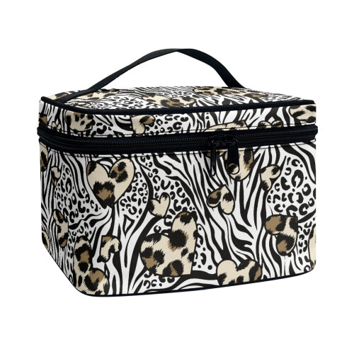 Makeup Case Heart-Shaped Zebra Stripe Brush Bag 1