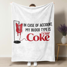 Diet Coke Flat Velvet Blanket – Soft Cartoon Pattern, Multipurpose Office/Bedding, Plush Thin Quilt, Holiday Gift, Cozy & Warm