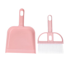 2PCS Set Small Broom and Dustpan Set Multifunctional Plastic Mini Hand Broom Dustpan for Desktop( Pink)