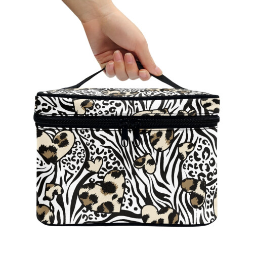 Makeup Case Heart-Shaped Zebra Stripe Brush Bag 2