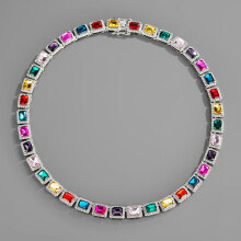 10mm Classic Tennis Bracelet Adjustable Silver Color Stackable Chain Bracelet Colorful Cubic Zirconia Jewelry