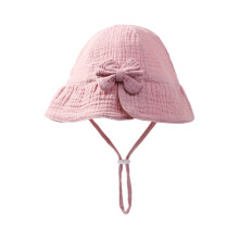 Willtoo Baby Solid Color Cotton Bow Sun Hat Basin Hat 0-12 Months Men Shade Hat Large