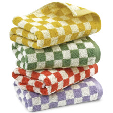 Cotton Hand Towels Checkered Design 4-Pack 13x29 inch