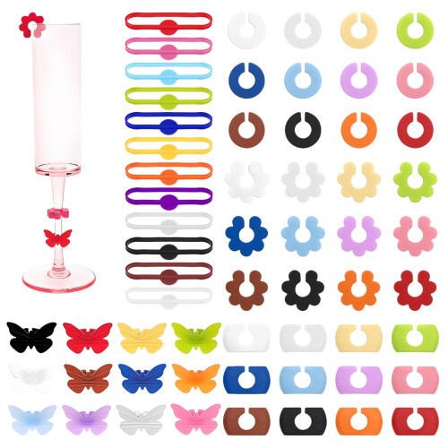 12pc Silicone Drink Identifier Clips For Parties Efficient Nonslip Glass Markers With Multiple Color 2