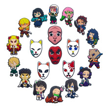 20-Piece Demon Slayer PVC Shoe Charms Pack, No-Repeat Cute Cartoon Shoes Decorations for Unisex