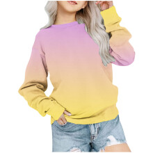 FFENYAN Girls Oversized Gradient Crewneck Sweatshirt, Long Sleeve – Perfect for School & Everyday, Ages 1-12