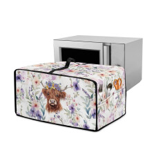 Highland Cow Flower Print Toaster Oven & Microwave Cover – Cat Scratch Proof, Machine Washable, 18.5"x14.5"x9", Compatible with standard appliances