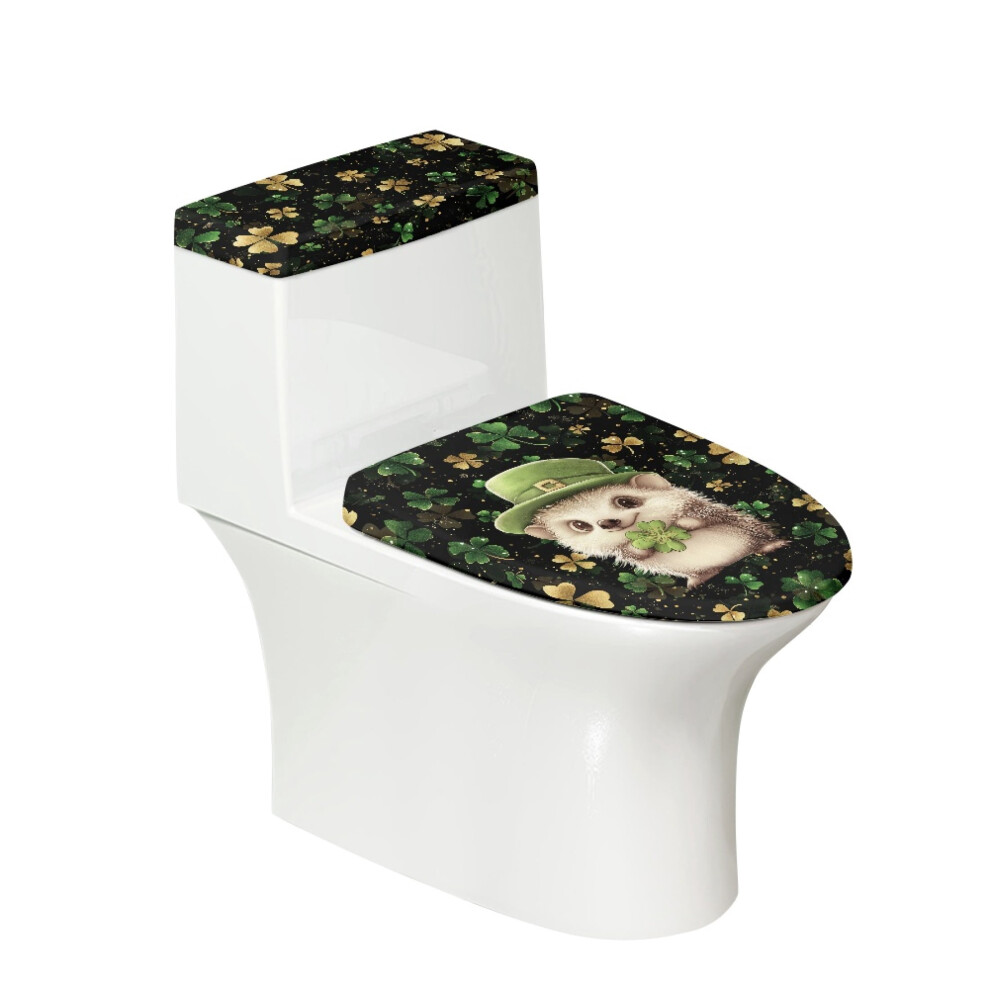 Durable Toilet Lid Covers Set Fits All Toilet Shapes Stretch, Hedgehog Clover 9159796994725