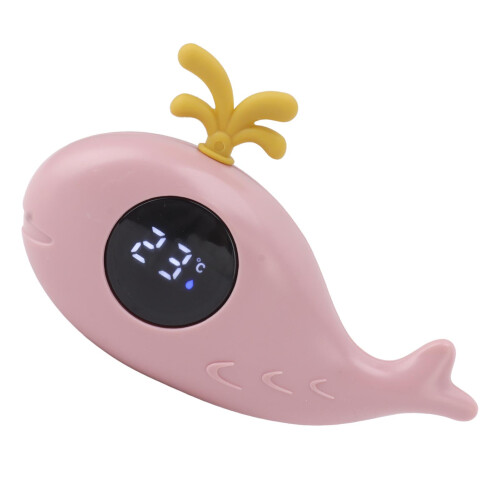 Niedlicher rosa Wal Digital-Babybadethermometer, ABS, 2x CR2450 Batterien 2