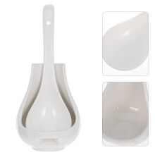 ETEREAUTY 1Set White Ceramic Spoon Rest with Decorative Ladle Holder for Kitchen Counter