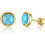 Stainless Steel Classical Simple Round Turquoise Onyx Screw Fitting Stud Earrings 1