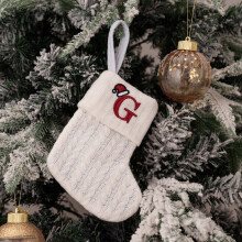 Christmas Stockings, 7.1" Embroidered Initial Cable Knit Mini Stockings with White Cuffs for Fireplace, Holiday Decor & Gift – Compatible with Xmas