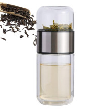 Glass Water Bottle with Tea Compartment for Loose Leaf Tea