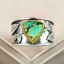 925 Silver Plated Turquoise Ring for Women Wedding Party Jewelry Rings SZ 6-13-Turquoise #7-9