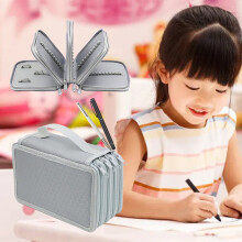 Large Capacity Pencil Pouch with Compartments, Macaron Color Stationery Bag, Compatible with School Supplies