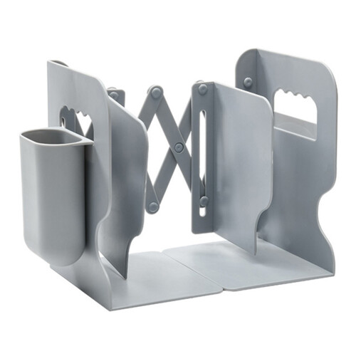 (Gray) Retractable Book Stand - Adjustable Bookend 1