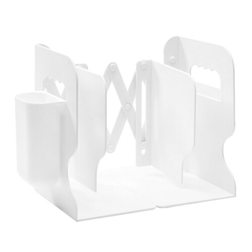(White) Retractable Book Stand - Adjustable Bookend 2