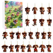 Ensemble de 24 décorations de calendrier de compte à rebours en forme de teckel – Objets de collection en acrylique, minuteur analogique et