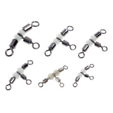10Pieces 3 Way Triple Glow Beads Fishing Rolling Swivels Tackle Connector Color 3