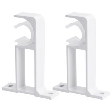 Single Center Support Curtain Rod Bracket 2Pcs White Aluminum Alloy for Homeowners