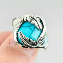 925 Silver Plated Turquoise Ring for Women Wedding Party Jewelry Rings SZ 6-13-Turquoise#20-9