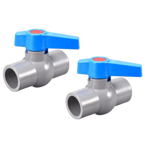 Ball Valve PVC 25mm ID Gray Blue 2 Pcs