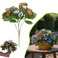Fleurs artificielles papillon de 29 cm, composition florale réaliste pour décoration de mariage, scène et événements.