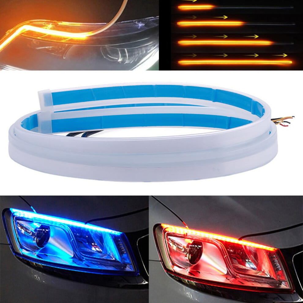 2Pcs 60Cm Slim Sequential Flexible Led For Drl Turn Signal Strip Head Light 9152228742598