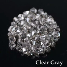 Crystal glass bicone beads clear gray 6mm 50pcs