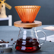 Coffee Filter under $5! Glass Pour Over Coffee Dripper with Reusable Filter, Hand Brew Coffee Maker Kit with Wooden Base for Hot Cold Brew