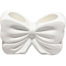 Pink Bow Ceramic Toothbrush Holder, Cute Bathroom Countertop Accessory – Compatible with Standard Brushes