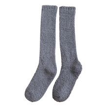 Women's Knee-High Compression Socks, Fuzzy Coral Fleece, Solid Calf Socks for Winter, Plus Size, Dark Gray, One Size, Compatible with All Leg Shapes