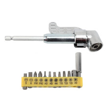 105 Right‑Angle Drill Adapter with 12 Zinc‑Alloy Bits – 1/4”, 3/8”, 1/2” 360 Rotating Extension for Impact Drivers & Drills