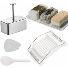 Musubi Mold Kit, 4-Piece Set, Stainless Steel & Plastic, Includes 10-Wire Slicer for Sushi$$Home Decor, Kitchen, & Other