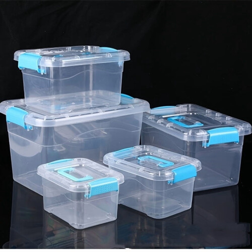 2pcs Large Group Box Plastic Storage Box Transparent Multifunctional Storage Box, suitable for desk, clothing, document storage 1
