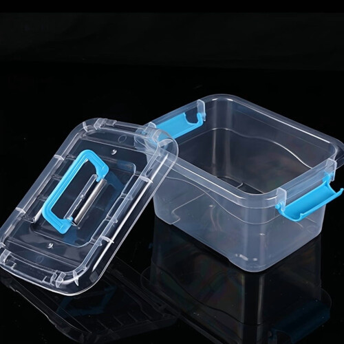 2pcs Large Group Box Plastic Storage Box Transparent Multifunctional Storage Box, suitable for desk, clothing, document storage 2