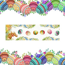Chemin de table de Pâques, nappe peinte à la main, motif œuf de lapin, 72