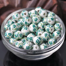 10 piezas de cuentas redondas de cerámica y porcelana con coloridos diseños florales de 8 mm, 10 mm y 12 mm - 111# - 8 mm