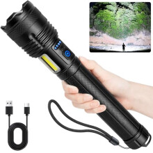 Lanternă LED reîncărcabilă de 90000LM, baterie de 10000mAh, lumină COB, 7 moduri, rezistentă la apă IPX7 – Compatibilă cu camping în aer