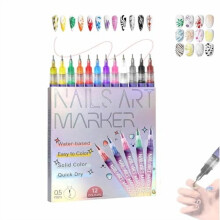 Symphonyof 12 Colors Nail Art Pens Set,12 Color 3D Polish Pens,Quick Dry Nail Art Tools,Graffiti Dotting Pen for Nails Arts Design