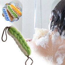 Large Super Soft Shower Back Scrubber Bath Flower with Hanging Rope Strong Cleaning Power Foaming Action PE Material (30" x 8")
