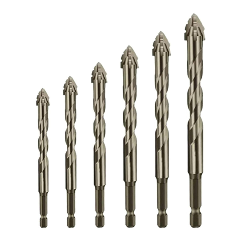 Quickpierce Titanium-Coated Drill & Tap Set, 4-Blade Serrated Eccentric Bits For Tile, Marble, Concrete (6 Sizes: 4/5/6/8/10/12Mm) 9152228743120