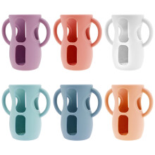 6Pcs Silicone Baby Bottle Sleeves (240ml) with Handle, Anti-Slip Cover for Glass Bottles – Compatible with Standard Bottles