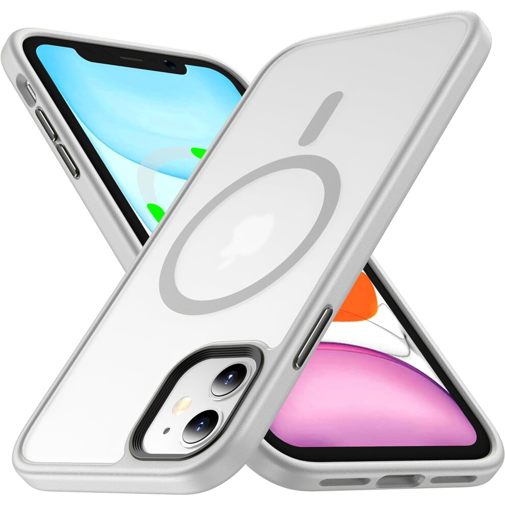 Magnetic Magsafe-Compatible Iphone 11 Case Â Slim, Translucent Matte Silicone, Non-Slip, Anti-Fingerprint, Military Shockproof, Grey 9170372331666