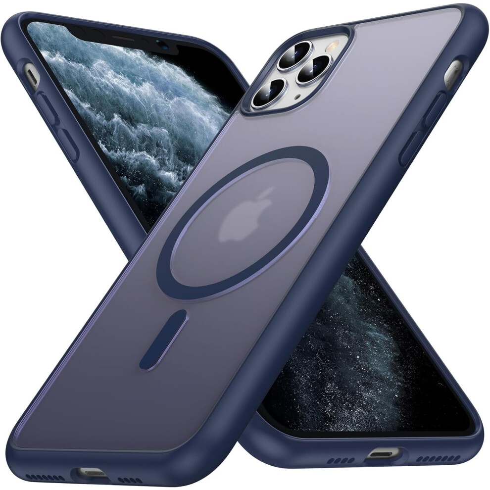 Magnetic Iphone 11 Pro Max Case – Magsafe Compatible, Wireless Charging, Anti-Fingerprint, Slim Translucent Matte, Military Shockproof, Blue 9170372333752