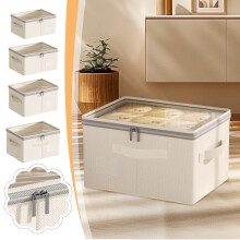 Clear View Double Zipper Storage Box for Wardrobe, Heavy-Duty Fabric, Extra Large Capacity – 1PC
