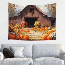 Autumn Barn Landscape Tapestry, 40x30in, Vibrant Fall Colors Wall Hanging for Bedroom & Living Room Decor