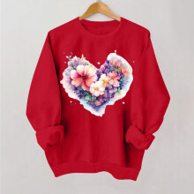 Sweat-shirt décontracté pour femme sur le thème de l'amour avec imprimé cœur,