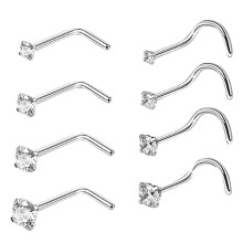 Näsringar8 st näsringar i rostfritt stål med näsa, piercing, diamant, näsa med stift