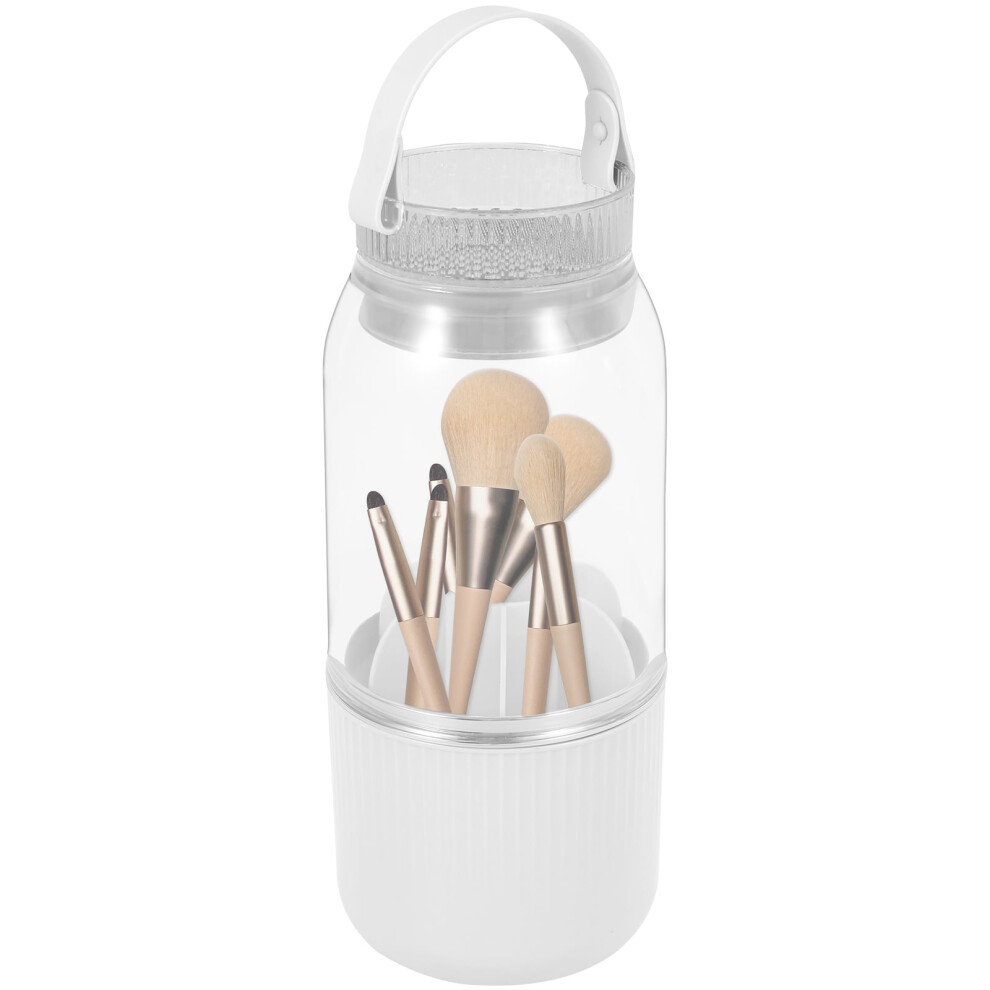 Makeup Brush Cleaner and Storage 360 Rotating Cosmetic Brush Cleaning Organizer with Dustproof Cover for Desktop Bathroom